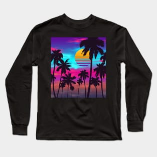 Georgeous Crimson Sunset Synthwave Long Sleeve T-Shirt